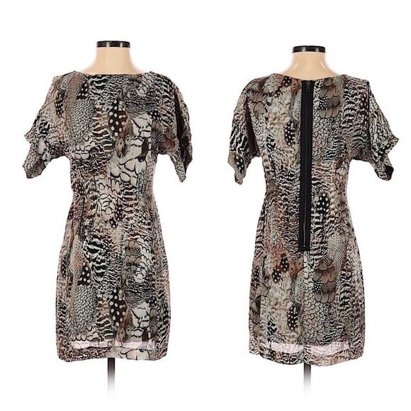 Rag and Bone 100% Silk Dalmeny Feather Print Dress Size 6 - Picture 4 of 13